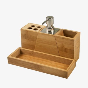 Eco-friendly Green Home Bamboo Bathroom Accessories Set/Bamboo Bath Caddy and Vanity Set/Homeware