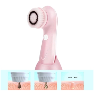 Face care waterproof 3 in 1 electric sonic facial scrub face cleaning spin wash facial cleansing brush