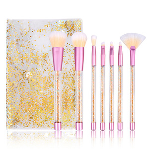 Glitter makeup brush girl heart PVC Plastic handle animal Hair a set of make up brushes empty handle