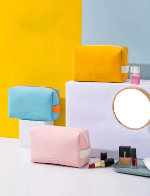 Ins Style Solid Color Multifunction Stocked Casual Mini Travel Cosmetic Storage Bag PU Hand Cosmetic Storage Bag Make up Bag