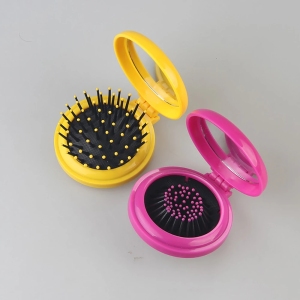 LFY 1pc Folding Air Bag Comb with Mirror Pocket Size Portable Travel Hair Brush Cosmetic Mirror Head Massager Relax