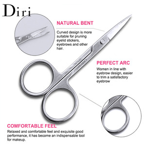 Makeup Tool Sliver Color Stainless Steel Curved Beauty Eyebrow Scissors