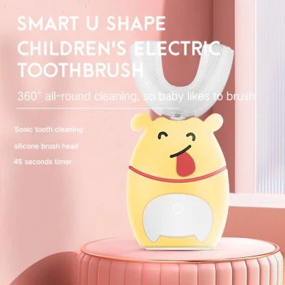New Automatic Sonic Cartoon Children Electric Teeth Brush Hold and Cup Set Electric 360 Toothbrush Kids U Shape Toothbrush