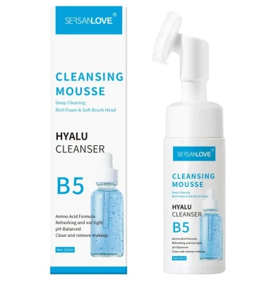 Private Label Amino Acid Cleansing Mousse Remove Makeup Moisturizing Face Wash B5 Foaming Facial Cleanser