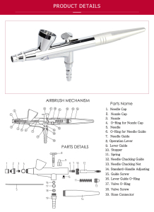 Professional 0.4mm Airbrush Nozzle Single Action Gravity Feed Airbrush Spray Painting Gun