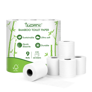 Professional 100% Bamboo FSC White Cored Soluble Water Roll Paper Fiber Paper Toilet Roll,  Custom Toilet Paper