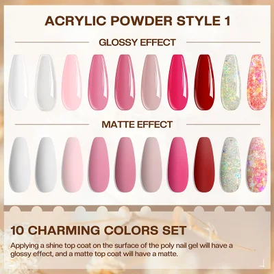 Professional Nail Acrylic Powder Nails Salon 10 Colours Set Wholesale Bulk