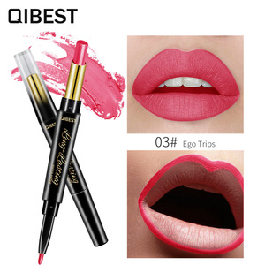 QIBEST 2 In 1 Double Head Lipstick Lip Liner Pencils Waterproof Long Lasting Pigments Nude Lipliner Pen