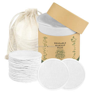 Reusable Bamboo Pure Cotton Round Soft Facial Makeup Remover Pads Set Pack of 6/7/8/9/10/12/14/16/20 Pieces Makeup Remover Sets
