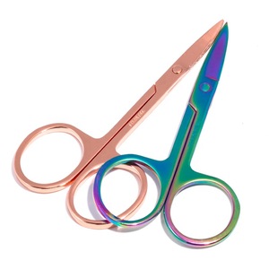 Rose gold color good quality nail scissors stainless steel eyebrow scissors