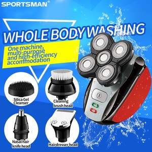 Sportsman 525 Mens Five Razor Shaved Head Floating USB Rechargeable Body Wash  Electric Shaver 5 IN 1