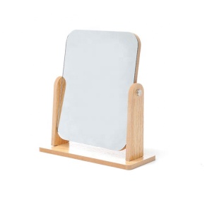 Square Double Sides Cosmetic Table Desk  Makeup Mirror Portable Standing Mirror With Wood Frame