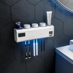 Wall Mounted UV Light Electric Toothbrush Holder Automatic Toothpaste Dispenser