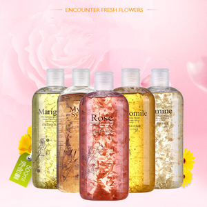 wholesale 500ml Flower petals Rose Jasmine Marigold Chamomile liquid moisturizing body wash skin whitening shower gel oem