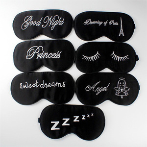 Wholesale Embroidery Travel Eye Cover Sleeping Silk Eye Mask