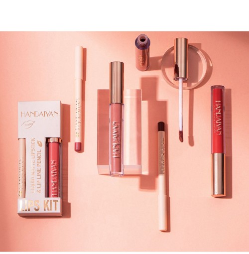 2 in 1 Lipstick and Lipliner Private Label Wholesale Pink Matte Waterproof Creamy Lip Liner and Lip Gloss Set