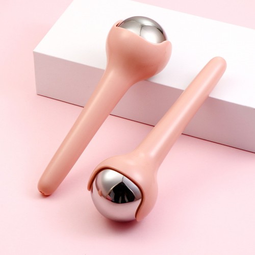 Hot-selling Pink Color 304 Stainless Steel Beauty Ice Ball Roller Massager Built For Facial Cooling Lifting And Firming.