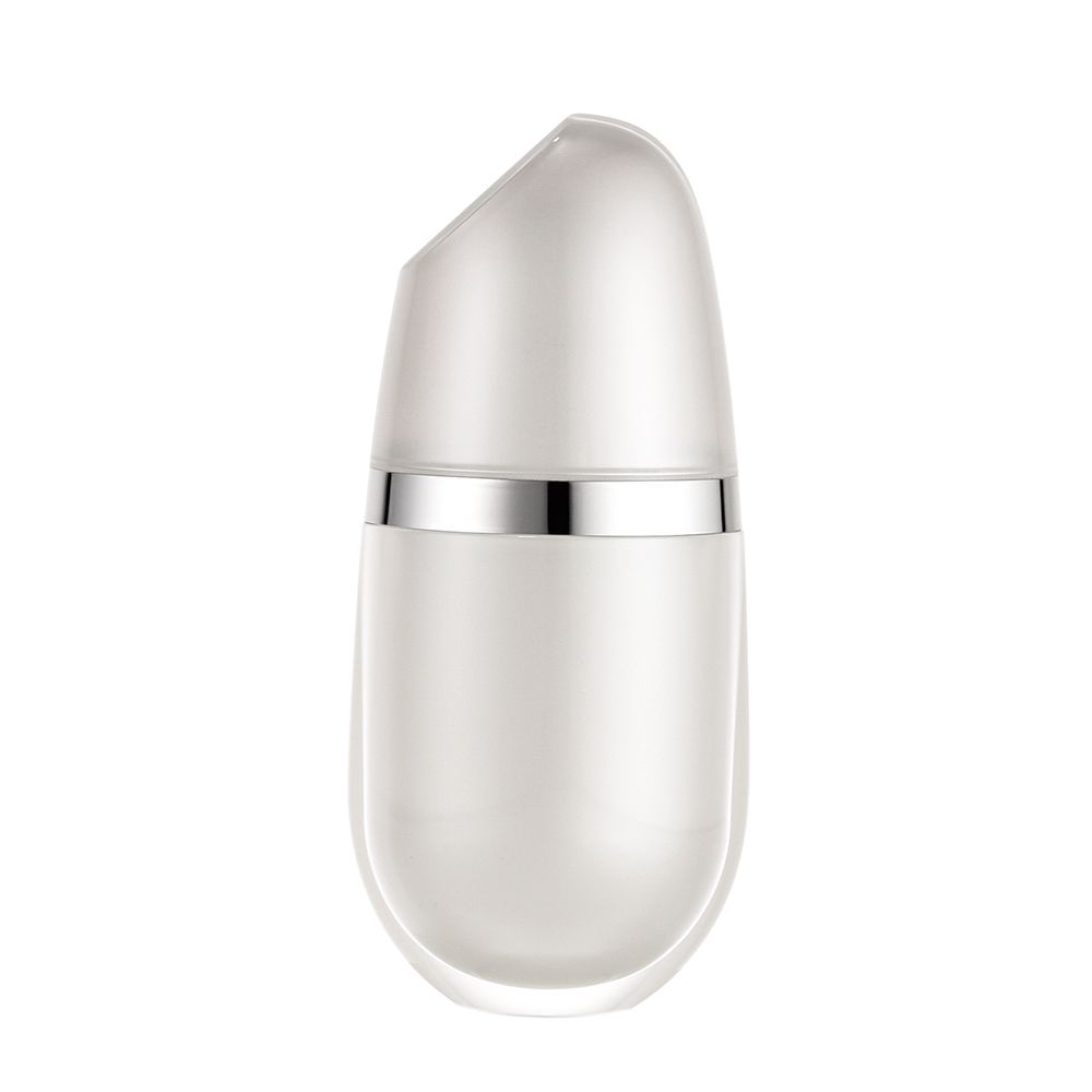 Custom 50ml lotion Bottle, Pearlescent White Sunscreen Packaging with Silver Decorative Ring