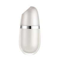 Custom 50ml lotion Bottle, Pearlescent White Sunscreen Packaging with Silver Decorative Ring