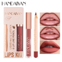 2 in 1 Lipstick and Lipliner Private Label Wholesale Pink Matte Waterproof Creamy Lip Liner and Lip Gloss Set