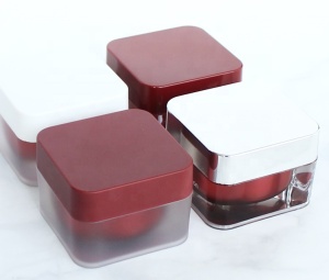 15g 30g 50g red acrylic cosmetic packaging cosmetic square cream jar container with lid