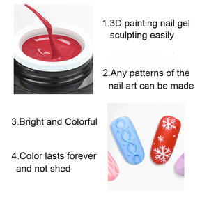 Caixuan professional new nail embossed gel 24 colors for nail painting, 3D Miniature carving gel