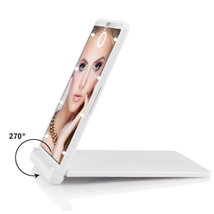 Compact Pocket double side table mirror led mirror with touch screen Makeup Mirror with  8 LED