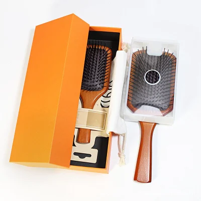 Customize Luxury Gift Bamboo Wood Hair Comb Wooden Paddle Brush Air Bag Comb Hair Brush Wet Dry Hair Extension Brush