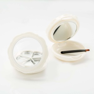double layer 5 slot  eye shadow plate  5 color eye shadow compact case, eye shadow packing container with brush and  pan