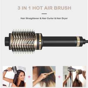 Hete lucht borstel OEM ODM 1000W Electric Comb One Step Hair Dryer Hair Curler Hair Straightener Brush  3 in 1 Hot Air Brush