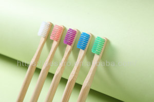 High quality  eco friendly custom color bamboo toothbrush 100% biodegradable