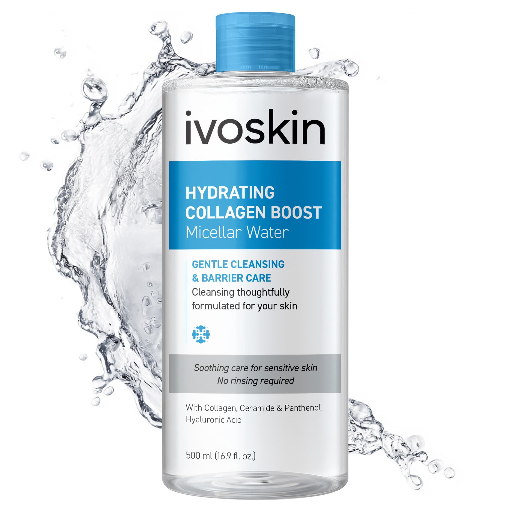 IVOSKIN Hydrating Collagen Boost Micellar Water – Gentle Makeup Remover