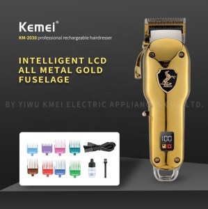 Kemei KM-2030 Rechargeable Profession Metallic Electric Trimmer Hair Clipper LCD Cordless Hair Trimmer Professional Hair Trimmer