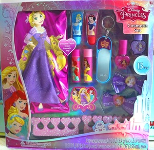 Kids makeup set cosmetics include lip gloss and nail polish and drying holder/hair clip/drying holder and mirror
