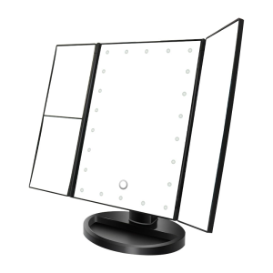 Makeup 22 Led Vanity 3 Folding  Mirror with Lights, 1x/2x/3x Magnification, Touch Screen Switch, 180 Degree Rotation