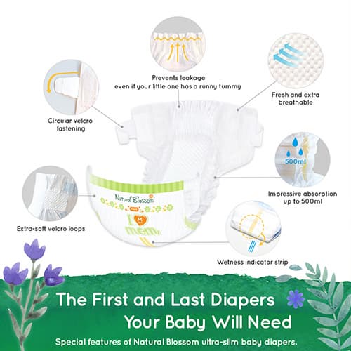Natural Blossom Baby Diapers Size 3 (13-24lbs) 28 Count