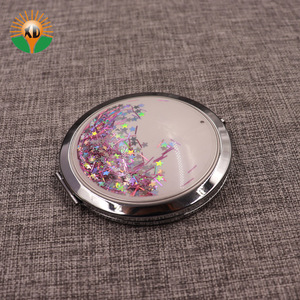 new fashion personalized glitter round gold plated handheld mirror