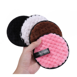 Private Label Custom Logo 12Cm Diameter Soft Microfiber Cleaning Cosmetic Removal Face Wash Makeup Remover Towel Pad