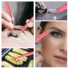 200 Pieces False Eyelashes Glue Holders Pink Flower Shape Glue Pallet Pad with Straight and Curved Tip Tweezer for Eyelash Tools