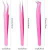 6 PCS Lash Eyelash Extension Tweezers Set Stainless Steel Eyelash Tweezers Straight and Curved Tip Tools Set Tweezers Nippers