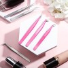 6 PCS Lash Eyelash Extension Tweezers Set Stainless Steel Eyelash Tweezers Straight and Curved Tip Tools Set Tweezers Nippers