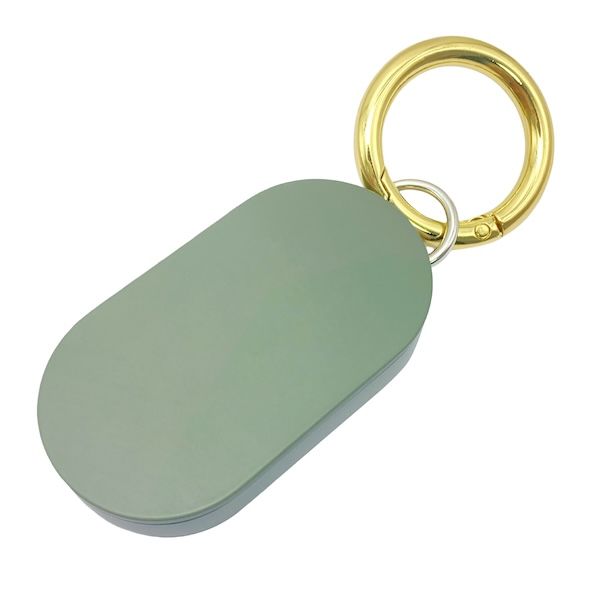 Baking Painted Green Metal Zinc Alloy Sliding Oval Shape Solid Perfume Box Scented Balm Jar