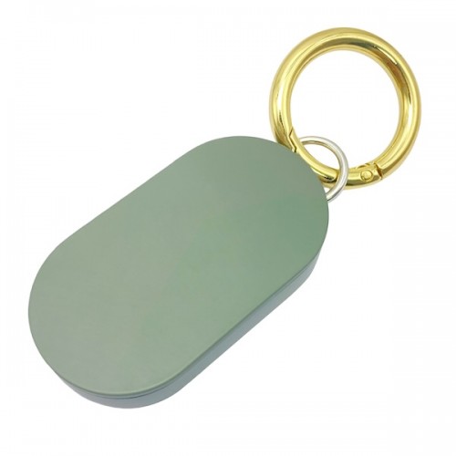 Baking Painted Green Metal Zinc Alloy Sliding Oval Shape Solid Perfume Box Scented Balm Jar