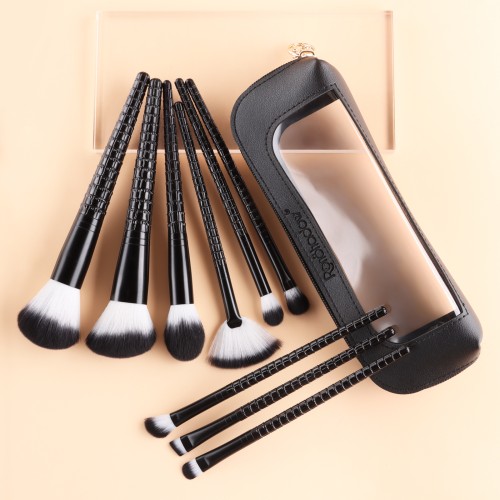 Portable Makeup Brush Set with Crocodile Pattern Handle & Pouch  Wholesale Private Label Cosmetic Brushes