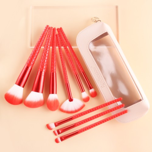 Portable Makeup Brush Set with Crocodile Pattern Handle & Pouch  Wholesale Private Label Cosmetic Brushes
