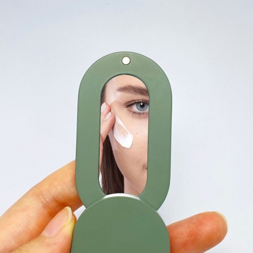 Baking Painted Green Metal Zinc Alloy Sliding Oval Shape Solid Perfume Box Scented Balm Jar