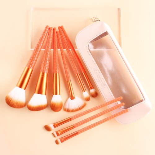 Portable Makeup Brush Set with Crocodile Pattern Handle & Pouch  Wholesale Private Label Cosmetic Brushes