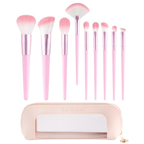 Portable Makeup Brush Set with Crocodile Pattern Handle & Pouch  Wholesale Private Label Cosmetic Brushes