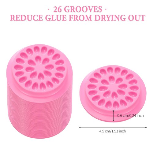 200 Pieces False Eyelashes Glue Holders Pink Flower Shape Glue Pallet Pad with Straight and Curved Tip Tweezer for Eyelash Tools