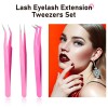 6 PCS Lash Eyelash Extension Tweezers Set Stainless Steel Eyelash Tweezers Straight and Curved Tip Tools Set Tweezers Nippers